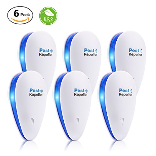 [2018 UPGRADED] Ultrasonic Pest Control Repeller - Electronic Pest Repeller, Pest Control - Repel Mouse, Bed Bugs, Mosquitoes, Spiders, Roaches, Non-toxic Eco-Friendly, Human & Pet Safe (6 PACKS)