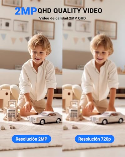 E T EASYTAO P210 Cámara de Seguridad Interior 2MP con Llamada de un Solo Clic, App Trishome o Icsee, Audio Bidireccional, Visión Nocturna, Seguimiento de Movimiento y Compatible con Alexa