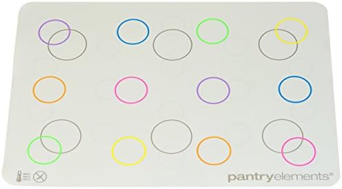 Pantry Elements Silicone Baking Mat Set of 2 Half Sheet in Bonus Gift Tube - Features Six Different Vibrant Colored Circles on One Side and Grey Macaroon Circles on Other Side