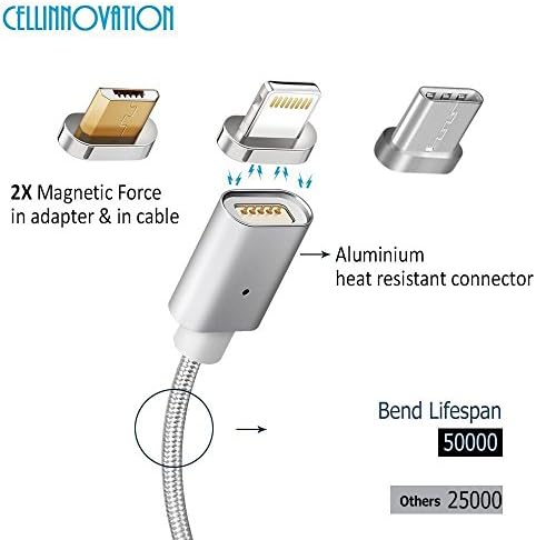 1.5 Meter Rapid 3-in-1 Magnetic Lighting USB Cable For Charging &amp; Data Transmission Certified by CE, FCC &amp; RoHS – 5 ft High-Speed Nylon Charging Cable iPhone &amp; Android - Type-C, Micro USB, Lightning