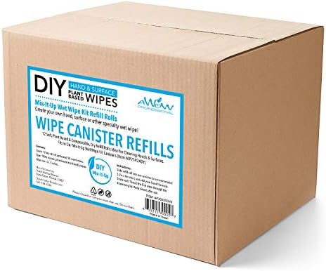 AWOW Professional DIY Hand & Surface, 12 50ct Refill Perforated Dry Wipe Rolls for Canisters, 600 Compostable Wipes