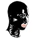 EXLATEX Latex Hood Unisex Rubber Mask Open Mouth and Perforated Eyes with Nostril (Large,Black)