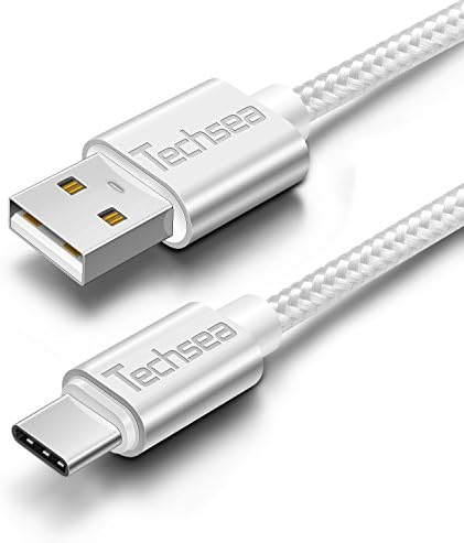 USB Type C Cable (2 Pack 3.3ft,6.6ft), Techsea Nylon Braided USB C to USB A Charging Cable , for Samsung Galaxy S8/S8 Plus, LG G5/G6/V20, Nexus 5X/6P, Pixel XL, Nintendo Switch GoPro5 (Silver)