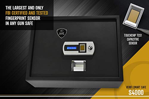 Verifi Smart.Safe. S4000 Biometric Gun Safe with FBI Certified Fingerprint Sensor, Self-Diagnostics, Tamper Alerts and AutoLock