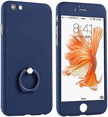 iPhone 7 Plus Case, MATMO 360 Degrees Ultra Thin All-Round Full Protective 3-in-1 PC Hard Case Cover with Tempered Glass Screen Protector and Ring Holder Stand for 5.5" iPhone 7 Plus Blue