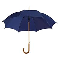 eBuyGB Classic Umbrella with Wooden Crook Handle - Automatic Wedding Brolly Walking (Royal Blue)