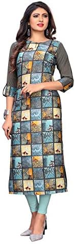 Renish Enterprise Grey American Crepe Printed Kurti.