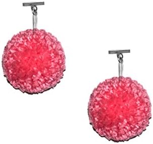 Tuleste 1" Yarn Pom Pom T-Bar Stud Earrings // Tropical Pink (Silver)