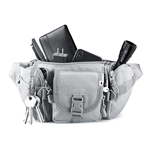 DYJ Tactical Waist Pack Bag Military Waist Pack Portable Fanny Packs Large Army Waist Bag for Daily Life Fishing Cycling Camping Hiking Traveling Hunting Shopping (Gray) - Thumbnail 5
