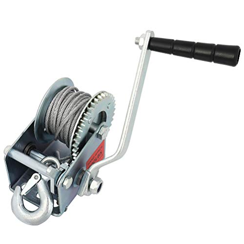 ECCPP 800 LBS Hand Winch Steel Cable Hand Crank Heavy Duty Winch for ATV Jet Ski Trailer Boat