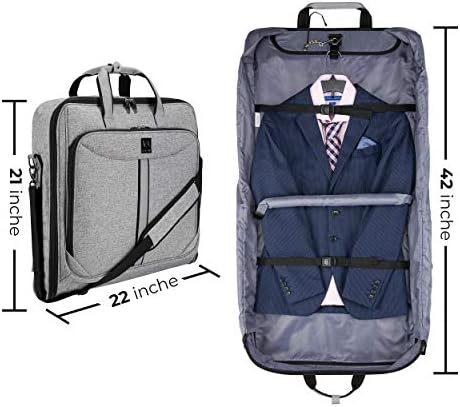 ZEGUR Suit Carry On Garment Bag for Travel and Business Trips - Fancy Design - with Shoulder Strap and Organization Pockets (Luxury Gray) 3 ZEGUR Suit Carry On Garment Bag for Travel and Business Trips - Fancy Design - with Shoulder Strap and Organization Pockets (Luxury Gray)