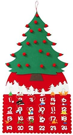 tralasume Christmas Tree Calendar Christmas Countdown Calendar Felt Christmas Tree Calendar Children's Gift, Christmas Decoration, Ornament