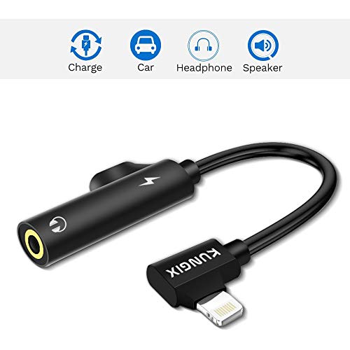 2 in 1 KUNGIX Compatible Headphone Adapter Replacement for iPhone, 3.5mm Aux Headphone Jack Adapter iOS Audio Charger Headphones Earphone Connector Adapter Replacement for iPhone