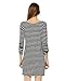Striped 3/4 Tabbed Sleeve Midi T Shirt Dress Elain & J
