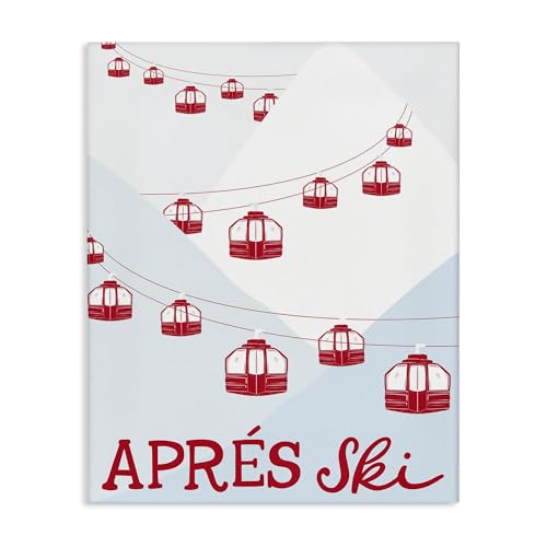 Stupell Industries Red Winter Ski Lifts Canvas Wall Art Design by Doodles.Ink.,…
