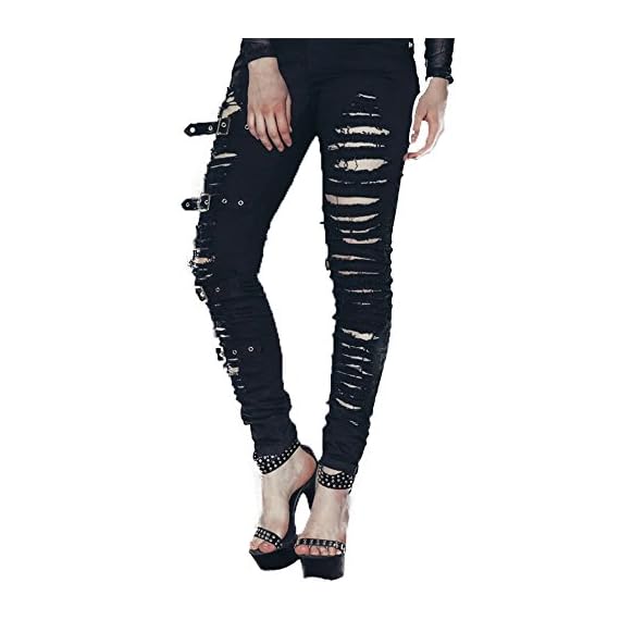 Devil-Fashion-Punk-Women-Black-Torn-Hole-Stretchy-Legging-Pants-with-Buckles-S