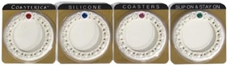 Coasterica 2-in-1 Italia Semi Precious Stemware Coaster and Glass Marker, Set of 4