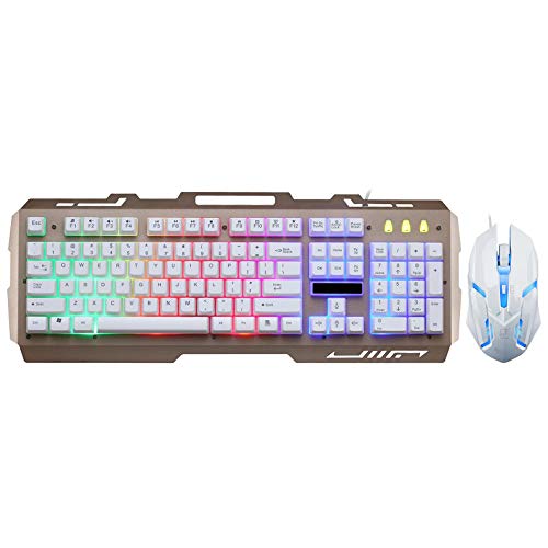 Radorock G700 LED Rainbow Color Backlight Gaming Game USB Wired Keyboard Mouse Set LOL