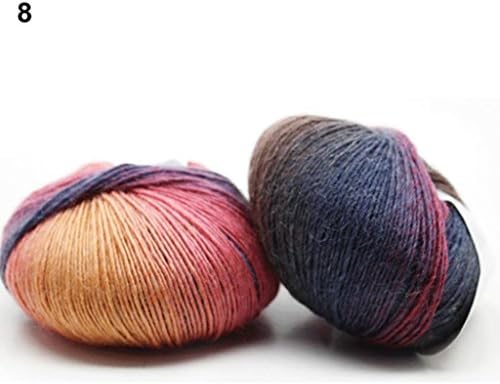 GlobalDeal Long Rainbow Gradient Color Crochet Yarns Knitting Wool for Hats Scarf Beanie - 8#