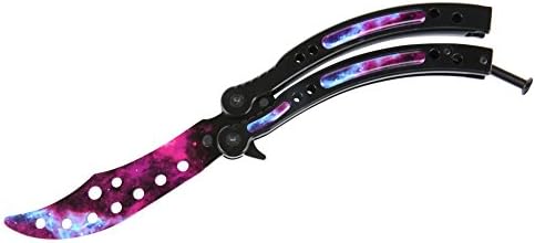 SparkLia Butterfly Training Knife,CS GO Counter Strike claw Karambit Knife practice folding Knife dull blade no edge tool - no Offensive Blade