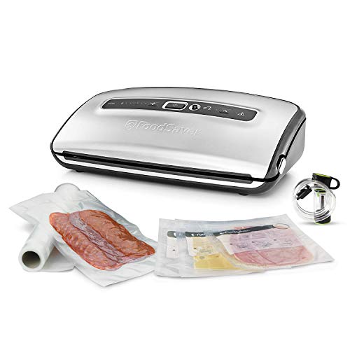 Foodsaver FFS016X, Steel + FSR2802-I Vakuum-Rollen 2 Stück 28x550 cm / Folienrollen für Lebensmittel / Vakuumierer… – Bild 3