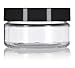 2 oz / 60 ml Clear PET Plastic Low Profile Jar with Black Smooth Lids (6 Pack)