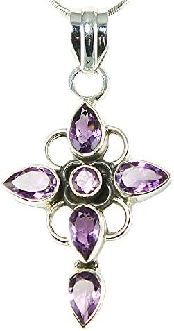 Sterling Silver 6ct. Natural Amethyst Cross Pendant