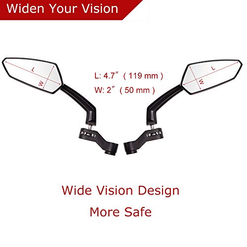 Evermotor Universal Motorcycle Mirrors with M8 M10 Clockwise and Counter Clockwise Threaded Bolts for ATV Scooter Cruiser Roller Kawasaki Yamaha Suzuki Honda