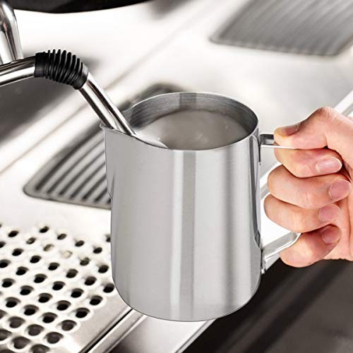 Milk Frothing Pitcher, Stainless Steel Creamer Frothing Pitcher, Perfect for Espresso Machines, Milk Frothers, Latte Art 12 oz (350 ml) - Thumbnail 6