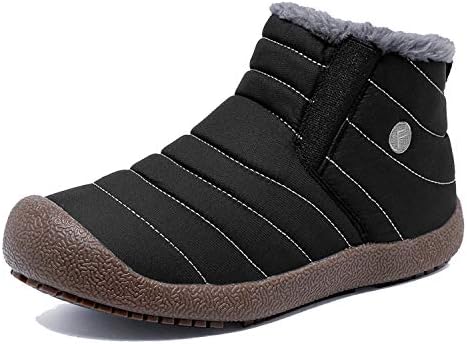 Enly Winter Snow Boots Slip-on Water Resistant Booties for Men Women Kids, Anti-Slip Lightweight Ankle Boots with Full Fur