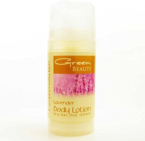 Lavender Body Lotion for dry skin, hand cream for dry cracked hands, soothing formula with lavender and chamomile from Green Beauty, eco friendly and cruelty free. 3.5oz size.