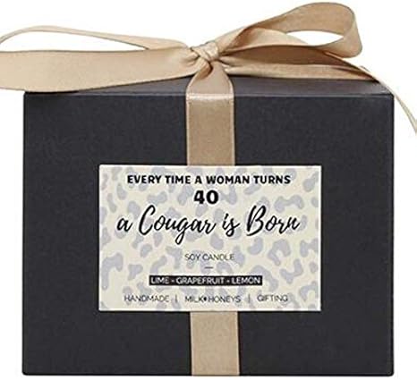 Amazon Com 40th Birthday Gift Cougar Candle Lime Grapefruit Lemon Citrus Soy Scented Candle Wrapped Birthday Gift For Women Home Improvement