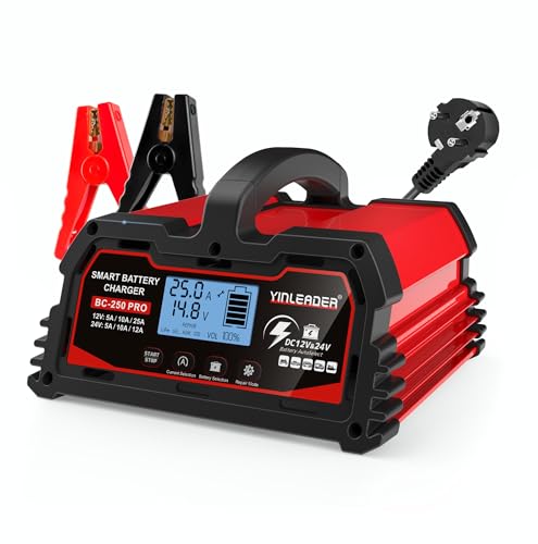 25A 12V/24V Car Battery Charger Fully Automatic Car Battery Charger Smart Charger with LCD Display Car Battery Chargers