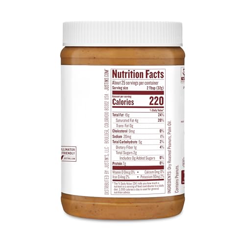 JUSTIN’S CRUNCHY PEANUT BUTTER JAR 28OZ