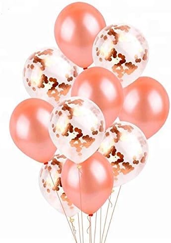 Rose Gold Balloons - Confetti Latex Balloon Decorations - 10 Pack for Weddings - Parties - Birthdays