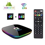 Greatlizard Android 9.0 Q Plus TV Box 4GB RAM 64GB ROM 4K HD H6 Quad Cord 2.4G WiFi Smart TV Box