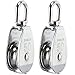 DasMarine 2 Pack Single Pulley Block in 304 Stainless Steel Crane Swivel Hook Single Pulley Roller Loading (M50)