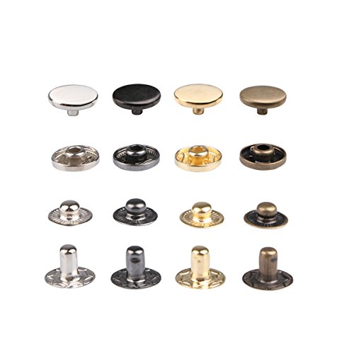 Mikimiqi 100 Sets Copper Snap Fastener Kit Button Tools Press Studs Fastener Snap Leather Rivets with Fixing Tool for Fabric, Leather Craft (12 mm) (100 Set Copper Snap)