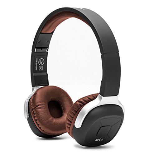 Bluetooth Headphones, Fuleadture Wireless V4.1 NFC Stereo Sport Over-Ear Headphone Headset with Pedometer Earphone, Hands-Free Calling with Mic for iPhone PC All Bluetooth-Enabled Devices - Brown