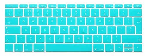 Se7enline Compatible with Macbook 12 inch Clear keyboard Cover Metallic Champagne Keyboard Cover Skin (EU Layout) for 2015 Macbook 12 inch with Retina Display Model A1534,RobinEggBlue/Turquoise Blue