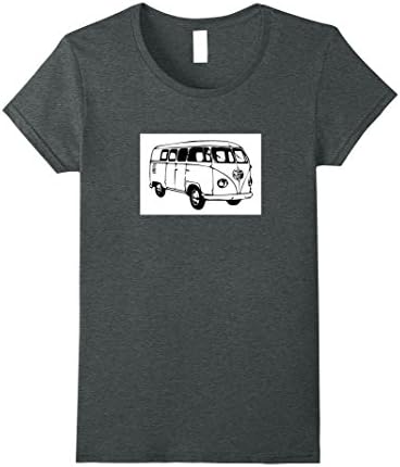Womens Vintage German Made 1960's Microbus Van Graphic Men's Shirt XL Dark Heather