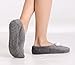 Pembrook Fuzzy Soft Coral Fleece Slippers – Gray - Medium (7-8) – Ballet Style with Non-Skid Sole – Faux Shearling Lining - Great Plush Slip On House Slippers for Adults, Women, Girls