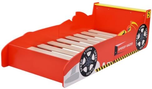 Kids Race Car Bed Toddler Bed Boys Child Furniture Bedroom Red Wooden