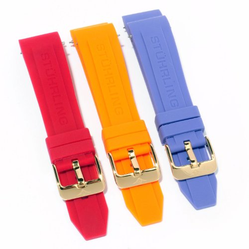 Stuhrling Original Lady Vogue Ozzie Dream Set of Three 20 mm Rubber Watch Bands