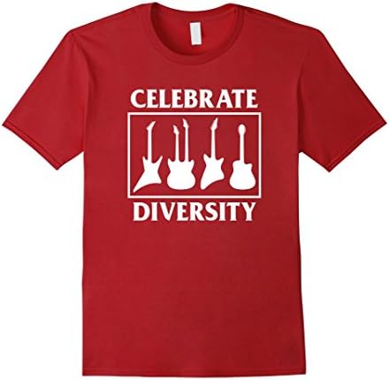 Men's Celebrate the Diversity of Guitars Funny Guitar T-Shirt Large Cranberry