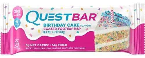 QUEST NUTRITION BIRTHDAY CAKE PROTEIN BARS, 20G PROTEIN, 1G SUGAR, 4G NET CARBS, GLUTEN FREE, KETO FRIENDLY, 12 COUNT
