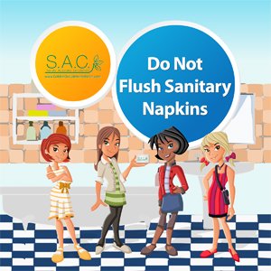 Do Not Flush Bathroom Sign includes free sanitary napkin disposal bags