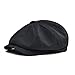 BOTVELA Men's 8 Piece Newsboy Flat Cap 100% Cotton Gatsby Ivy Golf Cabbie Hat (Black, XL)