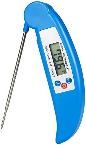 Sissiangle Digital Cooking Thermometer Instant Read Meat Thermometer, With Collapsible Ultra Fast Digital Kitchen Probe and LCD Screen for BBQ, Grilling Smoker, Candy, Cake, Pie, Oil, Milk (Blue)