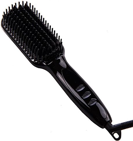 Ionic Hair Straightener Brush with Premium Anion Generator, Lighter and Smaller - Ceramic Heating Monblan Brush with Adjustable Temperature - Best for Using at Home or Travelling